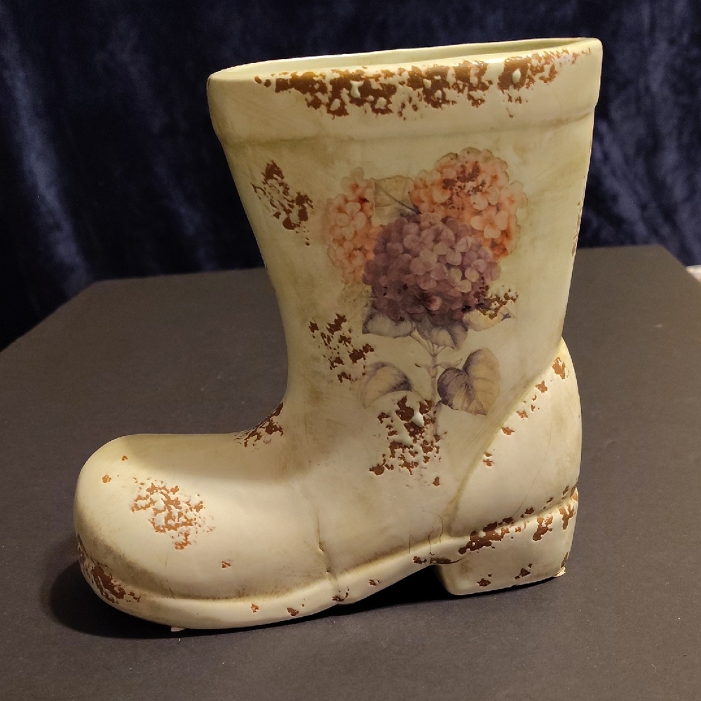 Floral Ceramic Boot Vase